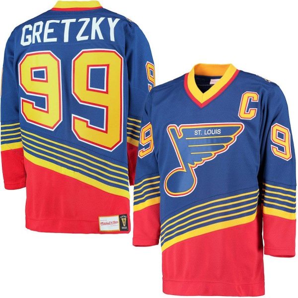 Men St. Louis Blues Wayne Gretzky Blue Throwback 1995 - 96 Road Jersey