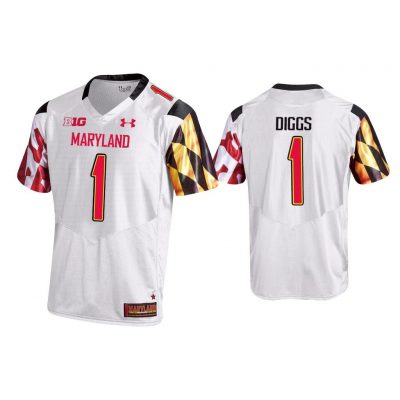 Men Stefon Diggs #1 Maryland Terrapins White College Football Game Jersey