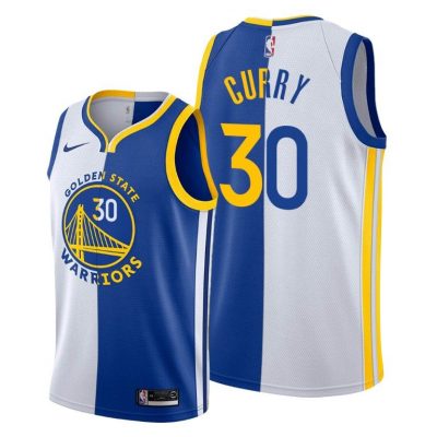 Men Stephen Curry Golden State Warriors #30 White Blue Split Two-toned Jersey