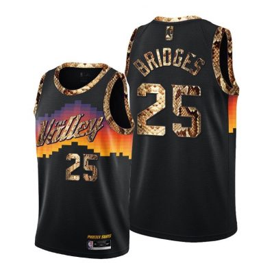 Men Suns Mikal Bridges #25 Real Python Skin Black Jersey 2021 Exclusive Edition