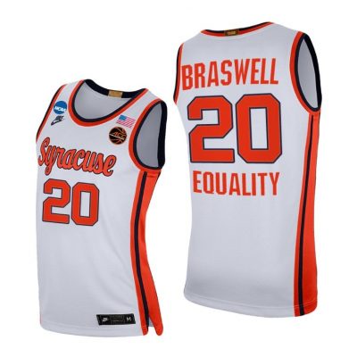 Men Syracuse Orange 2021 March Madness Sweet 16 Robert Braswell White Equality Jersey