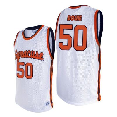 Men Syracuse Orange Roosevelt Bouie #50 White Alumni College Basketball Jersey