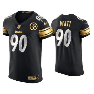 Men T.J. Watt Pittsburgh Steelers Black Golden Edition Elite Jersey