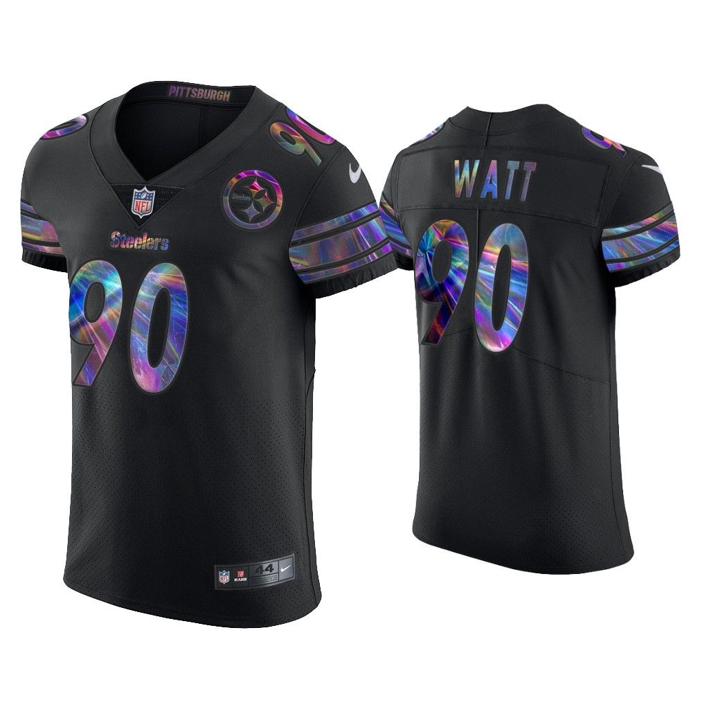 Men T.J. Watt Pittsburgh Steelers Black Golden Edition Holographic