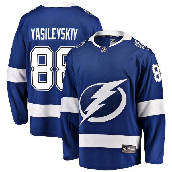 Men Tampa Bay Lightning Andrei Vasilevskiy Blue Home Breakaway Player Jersey