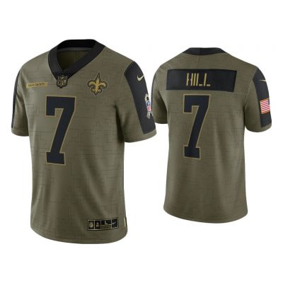Men Taysom Hill New Orleans Saints Olive 2021 Salute To Service Limited Jersey
