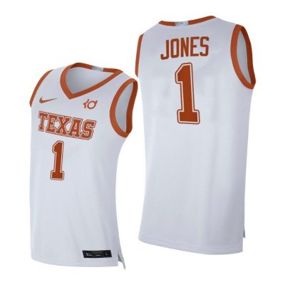 Men Texas Longhorns Andrew Jones #1 White Alumni Player 2020-21 Jersey