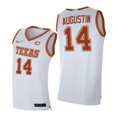 Men Texas Longhorns D.J. Augustin #14 White Alumni Player Jersey