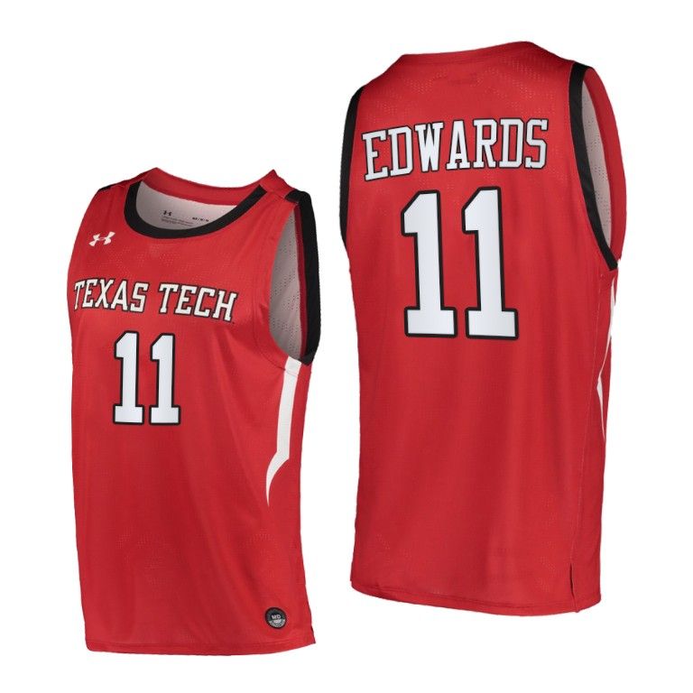 Men Texas Tech Red Raiders Kyler Edwards #11 Red Alternate 2020-21 Jersey
