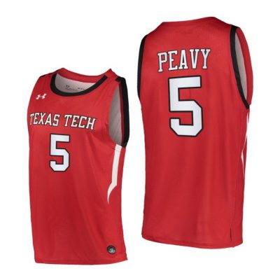 Men Texas Tech Red Raiders Micah Peavy #5 Red Alternate 2020-21 Jersey