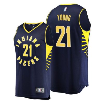 Men Thaddeus Young Indiana Pacers #21 Navy Icon Replica Jersey