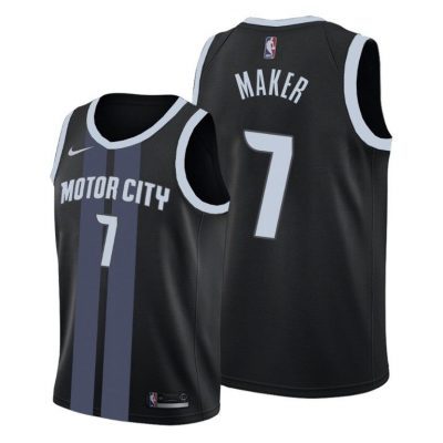 Men Thon Maker Detroit Pistons #7 Black City Swingman Jersey