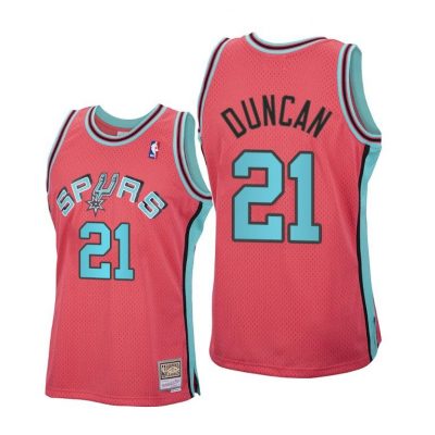 Men Tim Duncan #21 Spurs Reload Hardwood Classics Pink Jersey