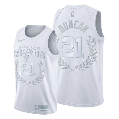 Men Tim Duncan MVP Spurs #21 Platinum Jersey