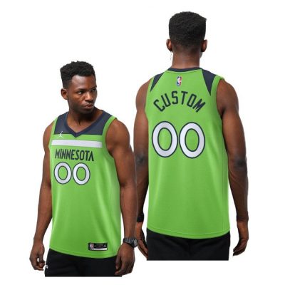 Men Timberwolves #00 Custom Green 2020-21 Statement Jersey Jumpman
