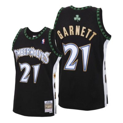 Men Timberwolves Kevin Garnett Hall of Fame 2020 Classics Throwback Black Jersey