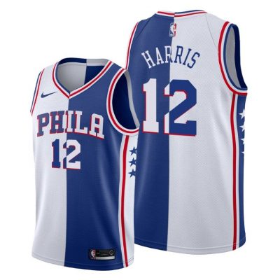 Men Tobias Harris Philadelphia 76ers #12 Blue White Split Two-toned Jersey