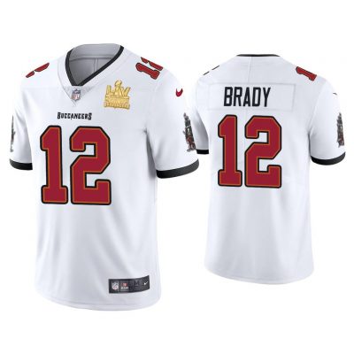 Men Tom Brady GOAT Buccaneers Super Bowl LV Champions White Vapor Limited Jersey