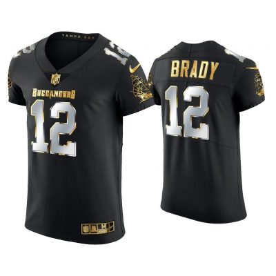 Men Tom Brady Tampa Bay Buccaneers Black Golden Edition Elite Jersey