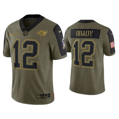 Men Tom Brady Tampa Bay Buccaneers Olive 2021 Salute To Service Limited Jersey