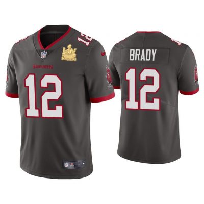 Men Tom Brady Tampa Bay Buccaneers Super Bowl LV Champions Pewter Vapor Limited Jersey