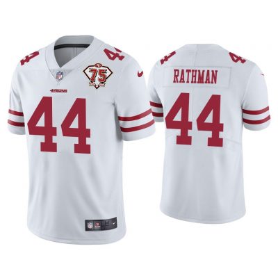 Men Tom Rathman San Francisco 49ers White 75th Anniversary Patch Limited Jersey