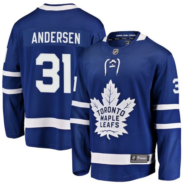 Men Toronto Maple Leafs Frederik Andersen Blue Breakaway Player Jersey
