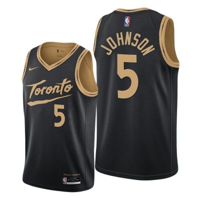 Men Toronto Raptors #5 Stanley Johnson Black 2020-21 City Edition Jersey