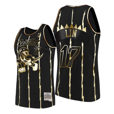 Men Toronto Raptors Black Jeremy Lin #17 Golden Edition Jersey Men