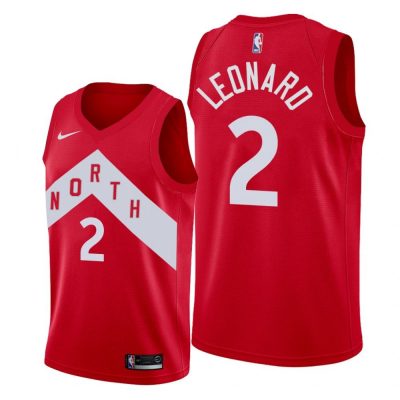 Men Toronto Raptors Red Kawhi Leonard #2 Earned Edition Jersey