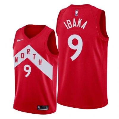 Men Toronto Raptors Red Serge Ibaka #9 Earned Edition Jersey