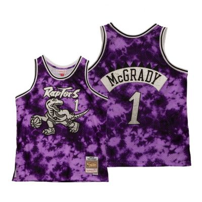Men Toronto Raptors Tracy Mcgrady Galaxy Purple Hardwood Classics Jersey