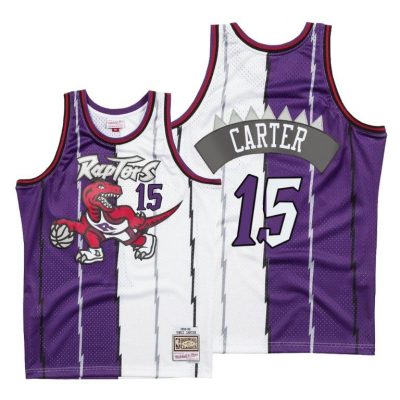 Men Toronto Raptors Vince Carter Purple Hardwood Classics Split Jersey