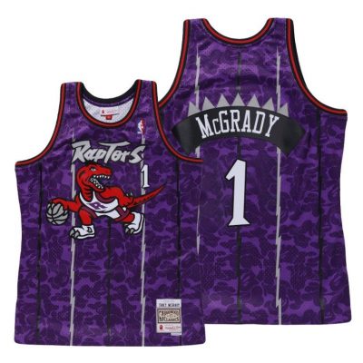 Men Tracy Mcgrady Toronto Raptors Bape X Mitchell #1 Purple Classic Jersey