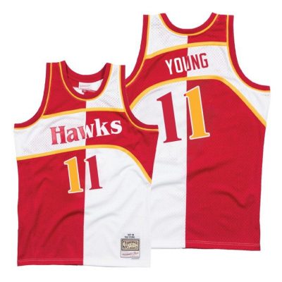 Men Trae Young #11 Hawks Split Vintage Jersey