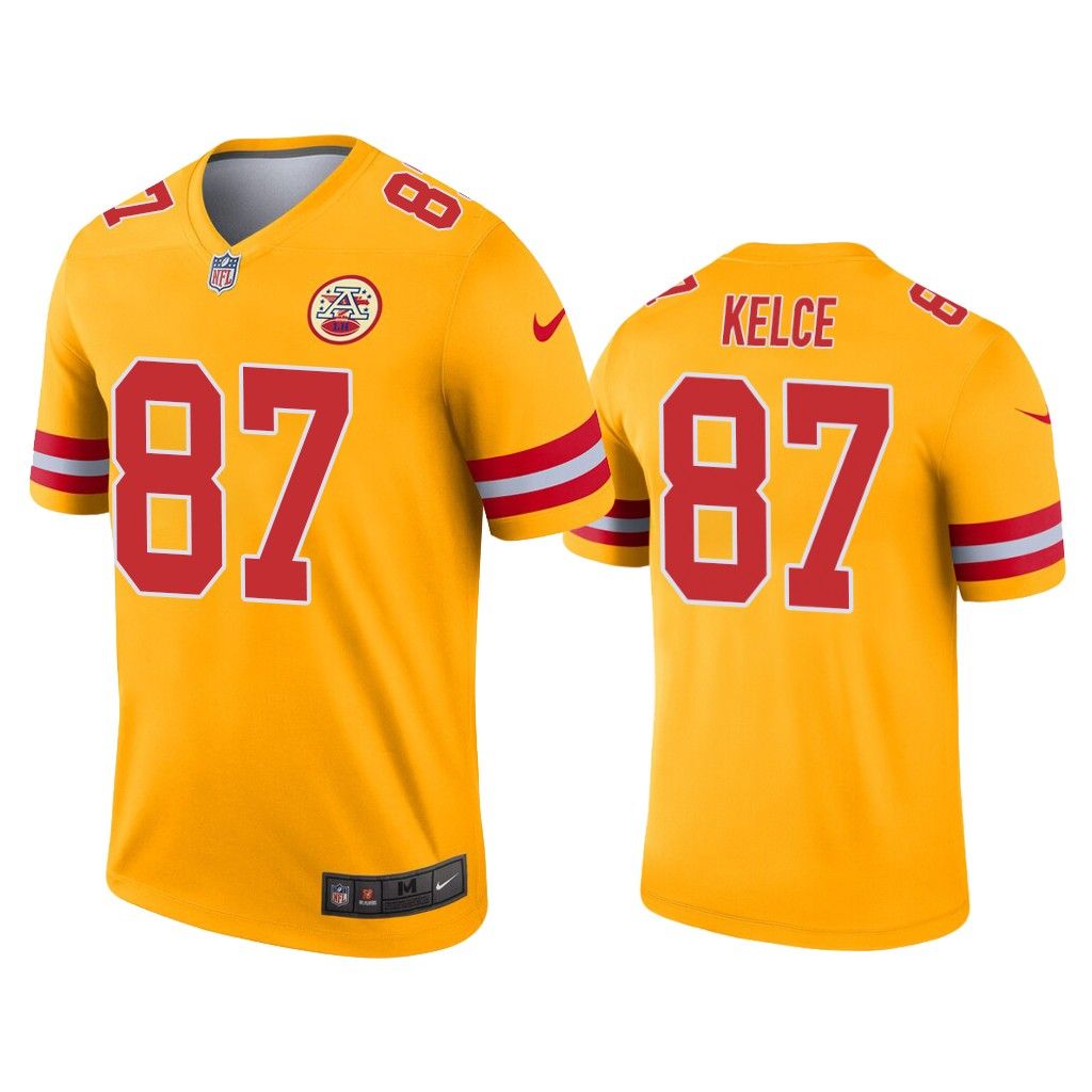 Men Travis Kelce Kansas City Chiefs Gold Inverted Legend Jersey ...