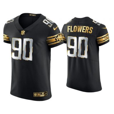 Men Trey Flowers Detroit Lions Black Golden Edition Elite Jersey
