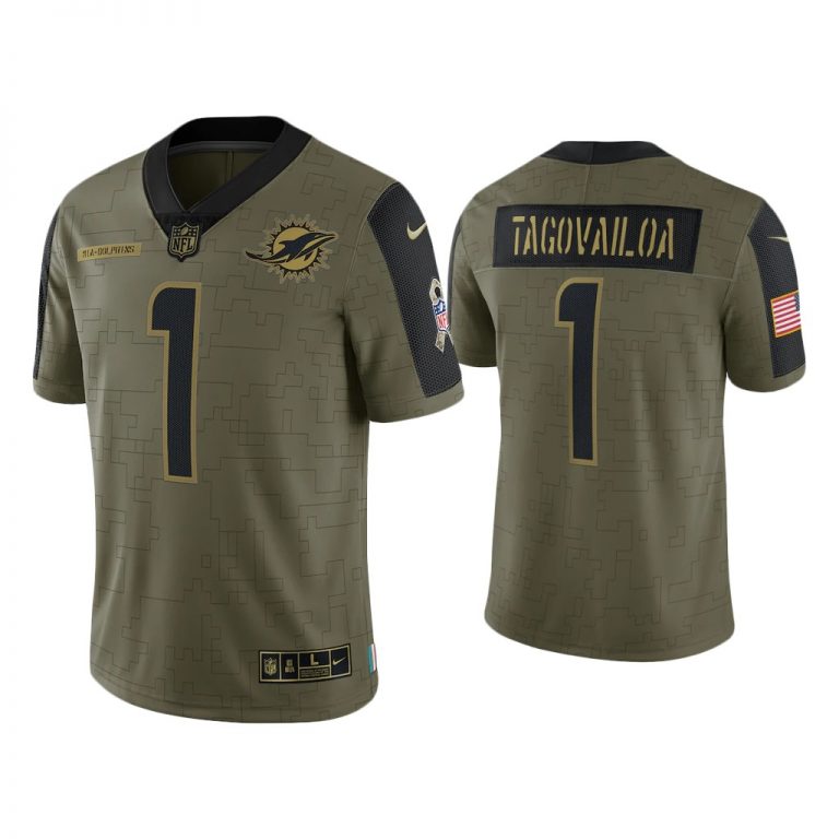 Men Tua Tagovailoa Miami Dolphins Olive 2021 Salute To Service Limited Jersey