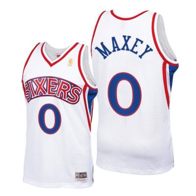 Men Tyrese Maxey Philadelphia 76Ers White Throwback 90S Jersey Hwc Swingman