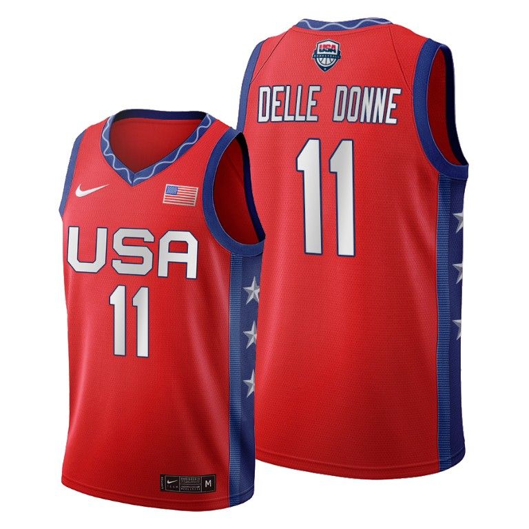 Men USA National Team #11 Elena Delle Donne Red 2020 Tokyo Olympics Jersey