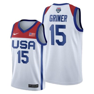 Men USA National Team #15 Brittney Griner White 2020 Tokyo Olympics Jersey