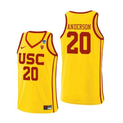 Men USC Trojans 2021 March Madness Sweet 16 Ethan Anderson Yellow Alternate Jersey