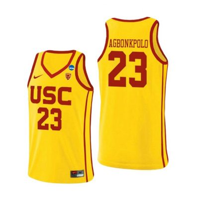 Men USC Trojans 2021 March Madness Sweet 16 Max Agbonkpolo Yellow Alternate Jersey