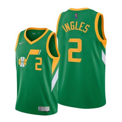 Men Utah Jazz #2 Joe Ingles Green 2020-21 Earned Edition Jersey