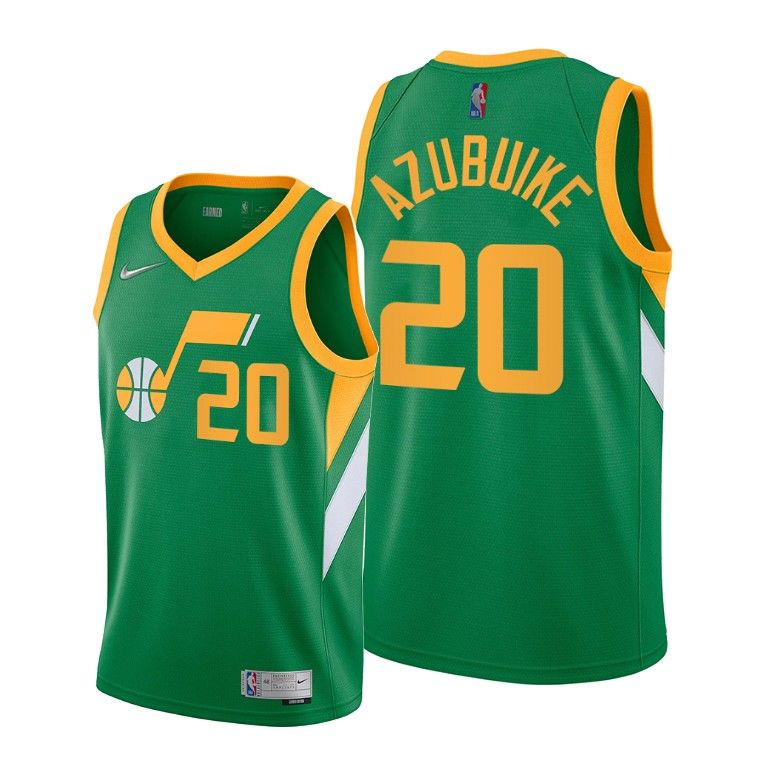 Men Utah Jazz #20 Udoka Azubuike Green 2020-21 Earned Edition Jersey