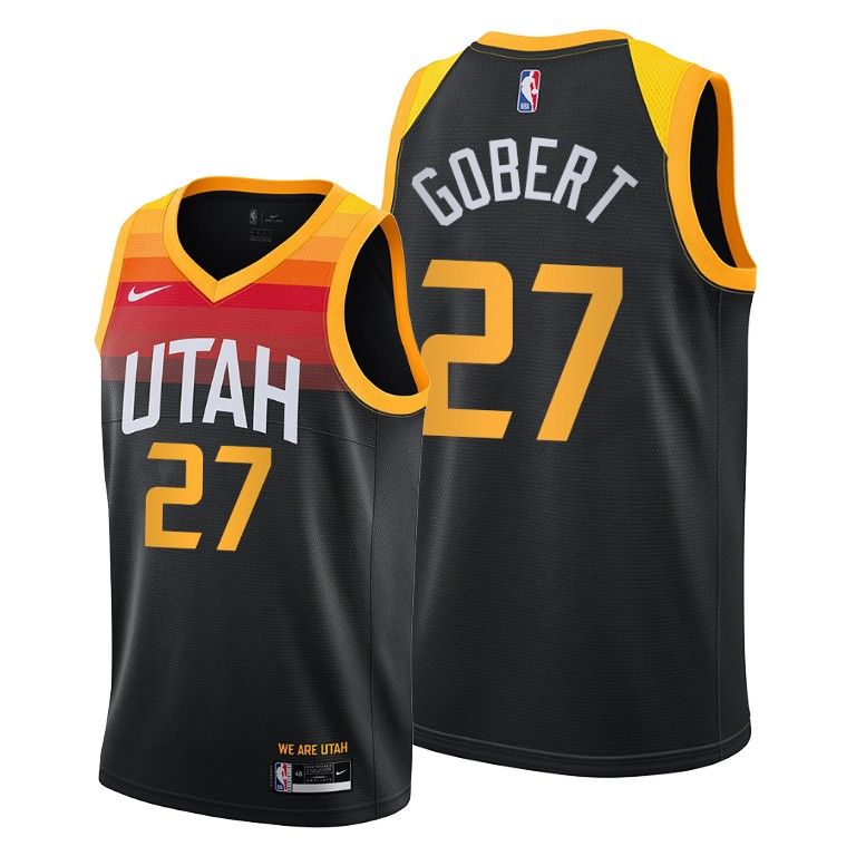Men Utah Jazz #27 Rudy Gobert Black 2020-21 City Jersey New Uniform