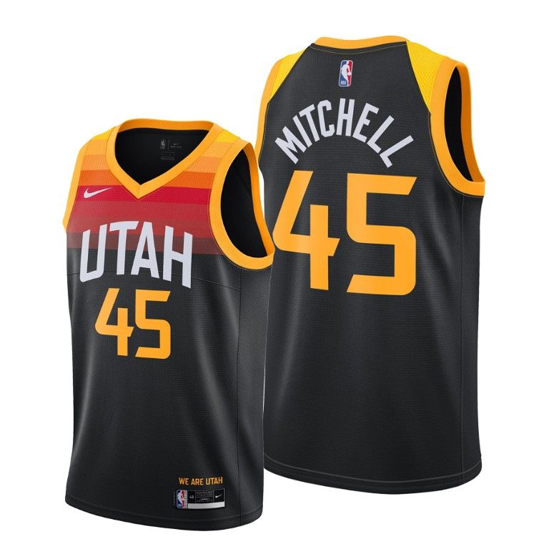 Men Utah Jazz #45 Donovan Mitchell Black 2020-21 City Jersey New Uniform