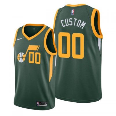 Men Utah Jazz Green Custom #00 Earned Jersey