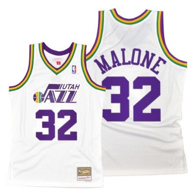 Men Utah Jazz Karl Malone Hwc 80S White Jersey