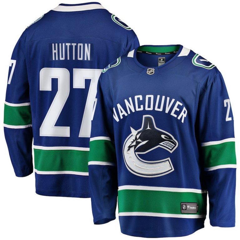 Men Vancouver Canucks Ben Hutton Blue Breakaway Player Jersey